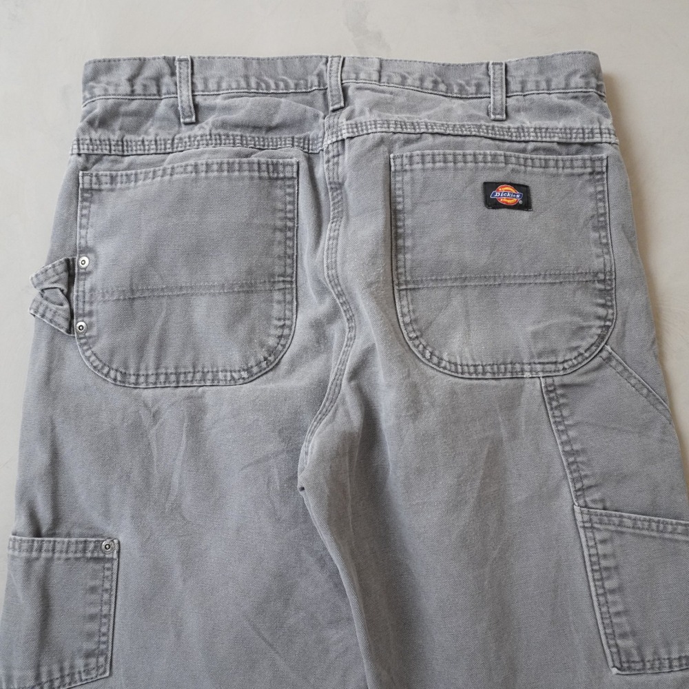 Dickies Carpenter Pants 34x34 Mens Grey Duck Canvas Utility Workwear Relaxed Fit - Picture 3 of 7